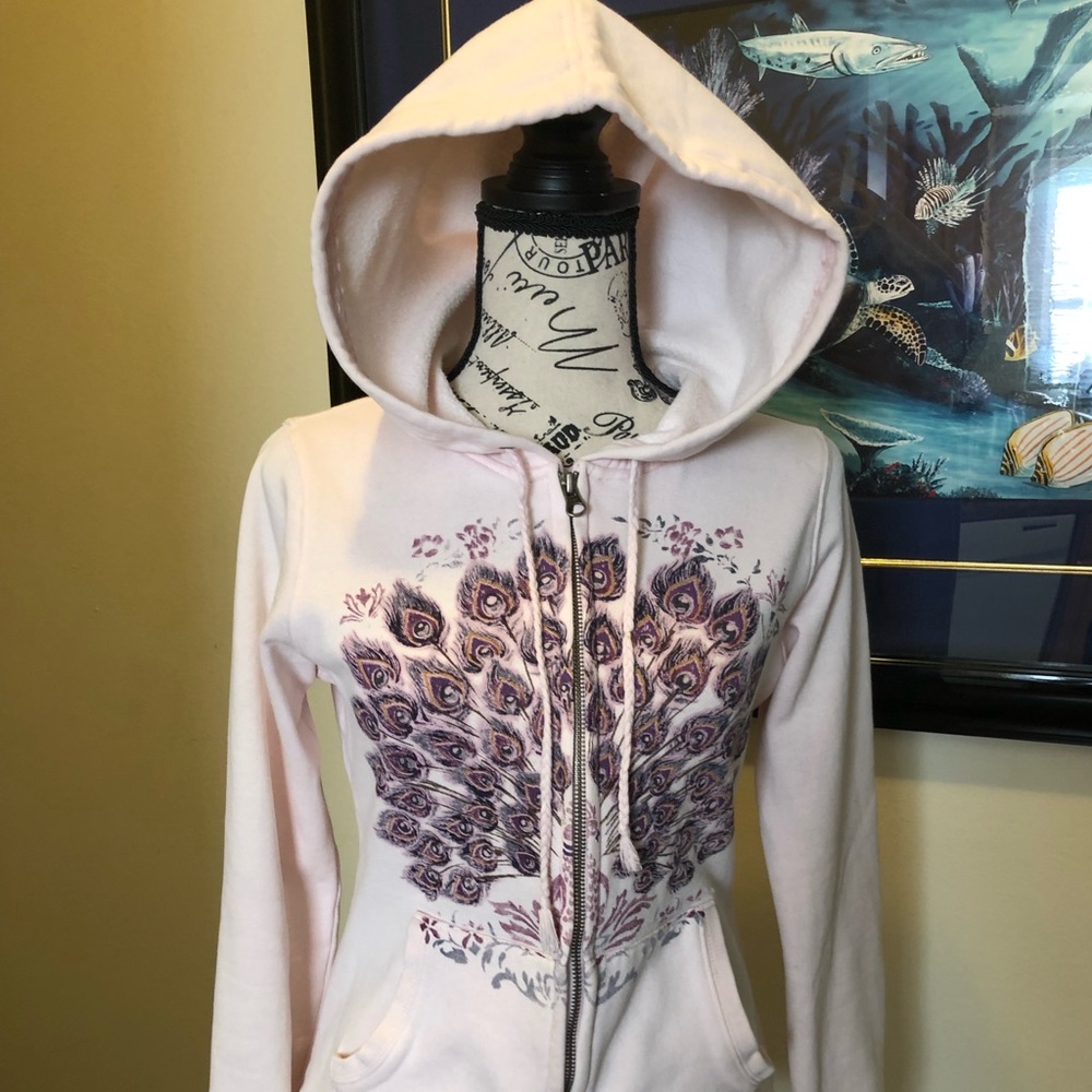 Pink Peacock Lucky Brand Hoodie Size Small